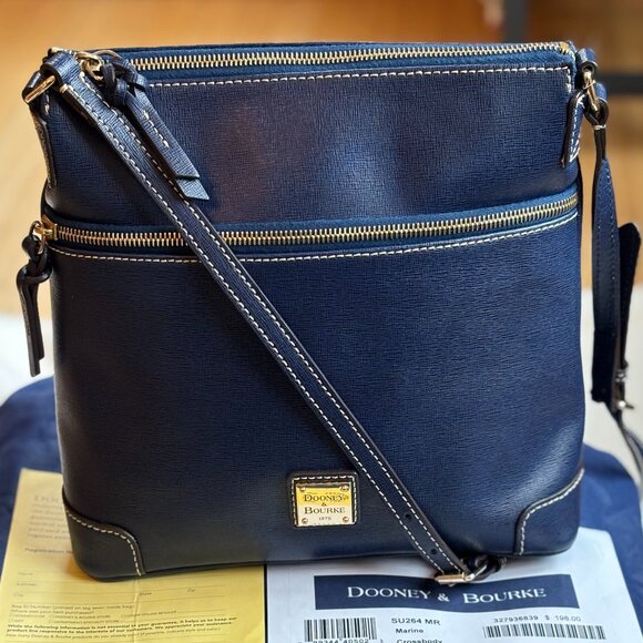 Dooney & Bourke Marine Blue Saffiano Leather Crossbody/Shoulder Bag - Picture 2 of 16